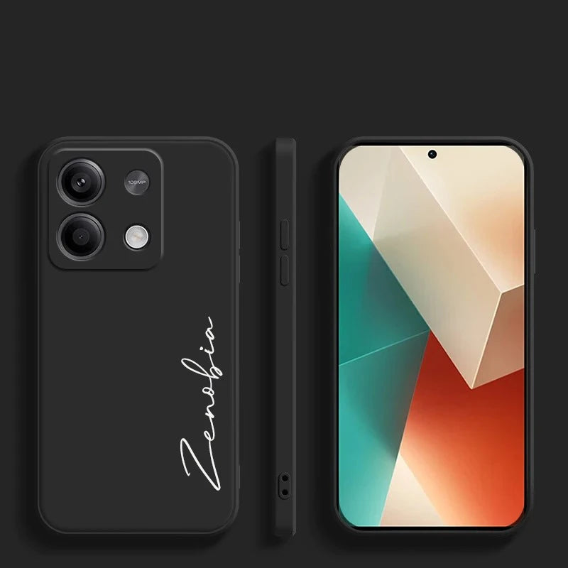 For Xiaomi Redmi Note 13 Pro Plus 4G 5G Customized Personalized Name Initials Liquid Silicone Case Cover For Redmi Note 13pro