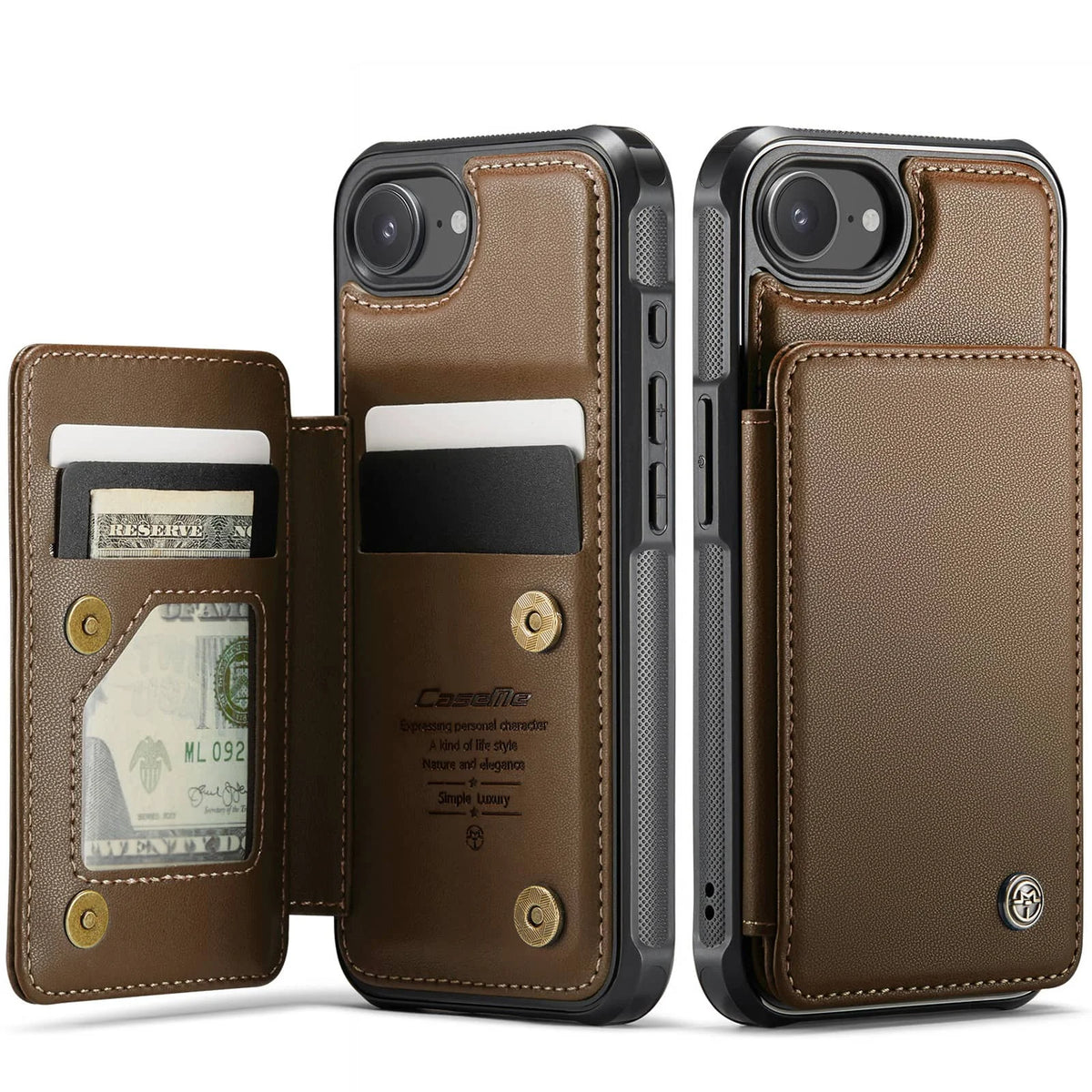 For iPhone 17e/16e Case with Card Holder Wallet Case with RFID Blocking, Durable Leather Kickstand Magnetic Clasp Shockproof