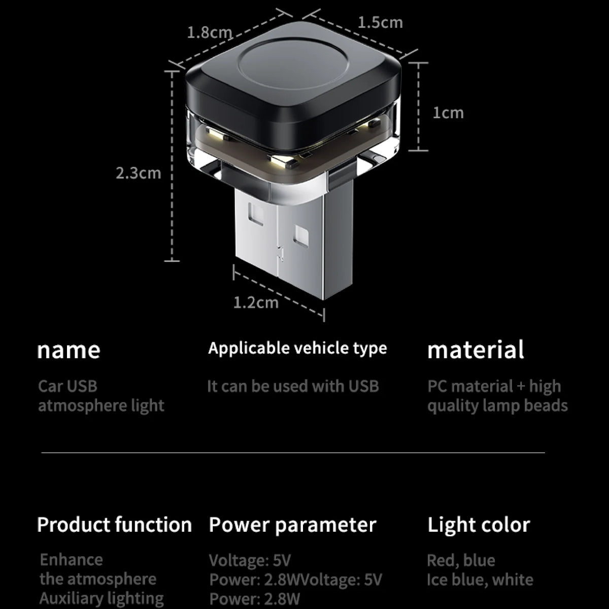 1x Car USB LED Light Mood Lamp Plug Play Universal LED Interior Atmosphere Light Auto Reading Lamp Decorations Decorative Strip