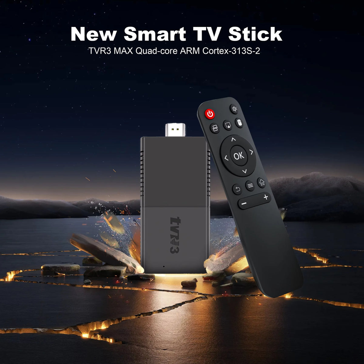 TVR3 Max TV Stick 8+128GB Android 14 Smart 4K H.265 Decode Player Dual WiFi Quad-Core Supports Netflix & YouTube Home Theater