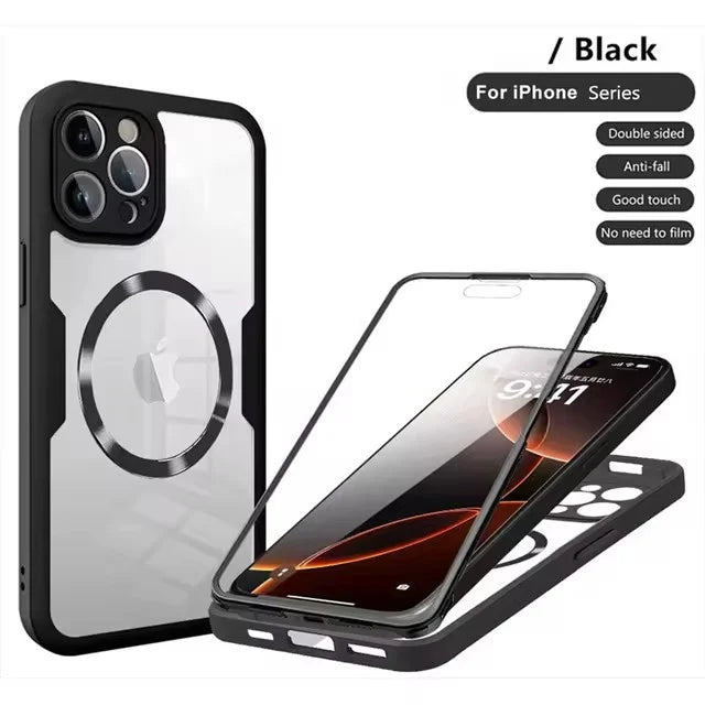 Magnetic For Magsafe 360 Full Body Front+Back Clear Case For iPhone 17 16 15 14 13 Pro Max Plus Silicone Bumper Shockproof Cover