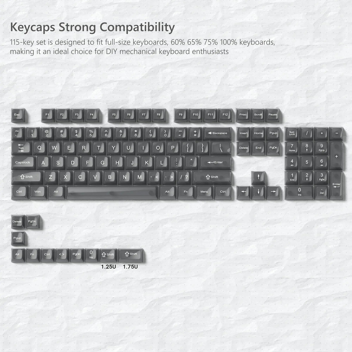 115 Keys Semi-transparent RGB Backlit PC Keycaps MDA Profile Foggy Pink UV-print Keycaps for Cherry Gateron MX Switches Keyboard