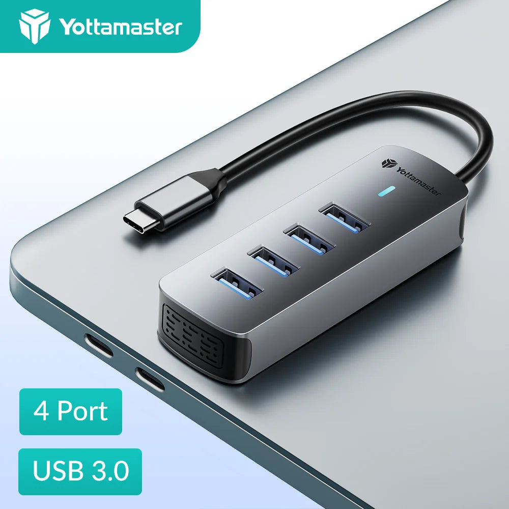 Yottamaster 4 Port USB 3.0 HUB Type C USB A 5Gbps High Speed HUB Adapter Mini Slim USB HUB Splitter Support OTG Function for Mac