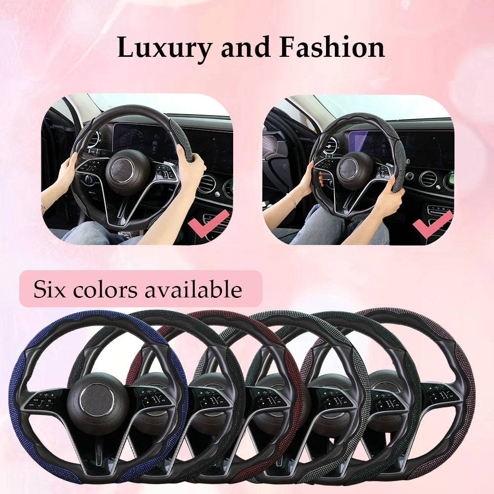 Fashion with Diamond Car Universal 38cm Steering Wheel Cover Colorful Bronzing Diamond BlingBling Steering Wheel Accessories