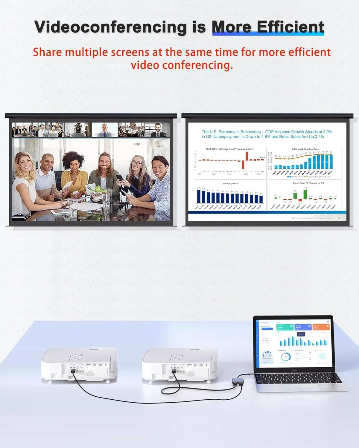 USB C to Dual 4K HD Display Adapter Thunderbolt3 Docking Station Hub Two Monitors for Windows10/11 Laptop Mirror and Extend Mode