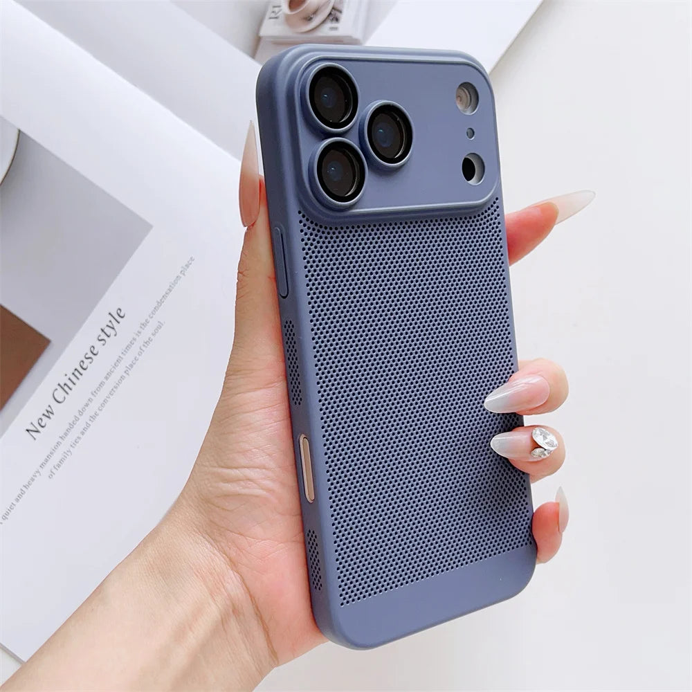 Cooling Phone Case with Full Camera Lens Protection For iPhone 17 Air 16e 16 15 14 Pro Max Plus Shockproof PC Back Cover