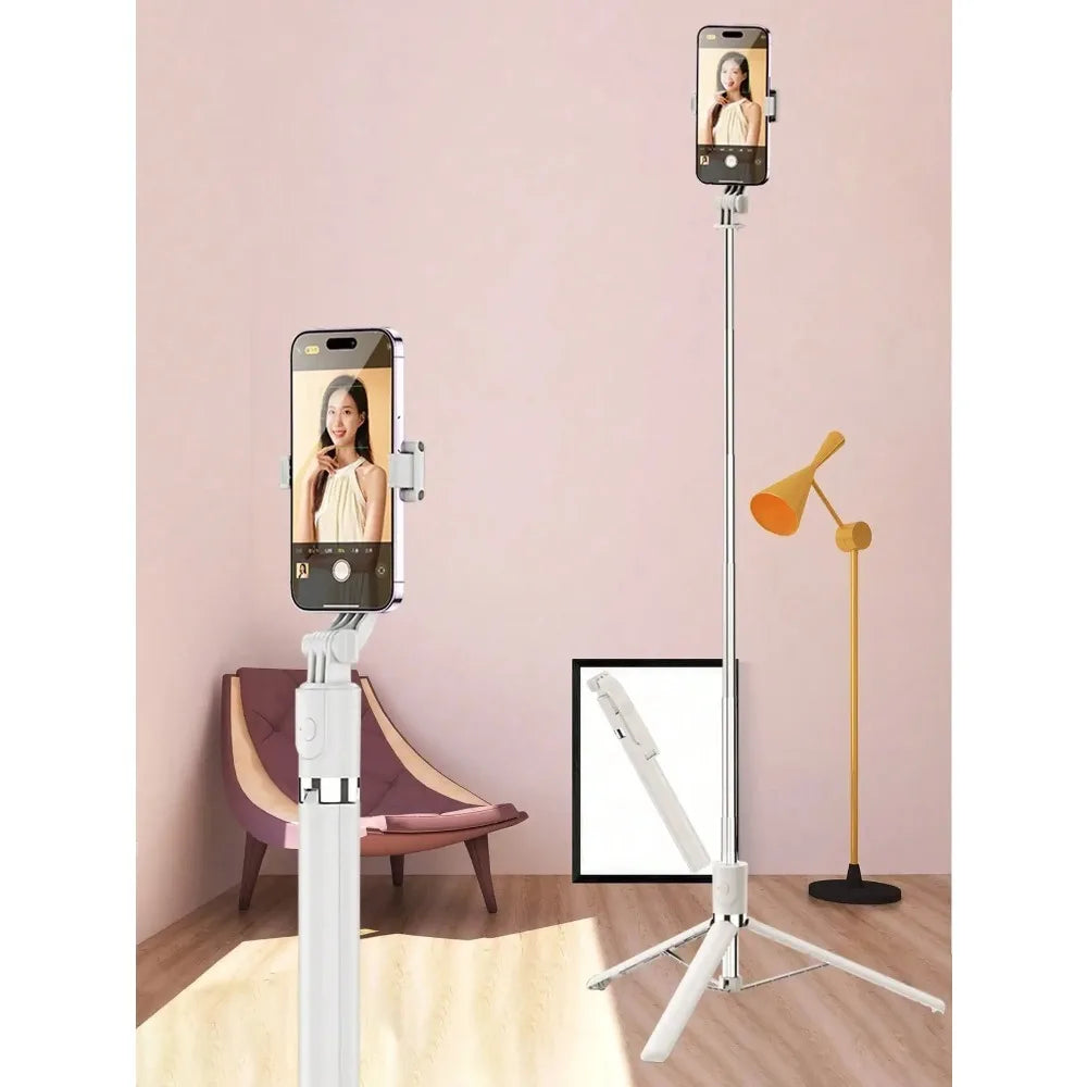 1700mm Wireless Selfie Stick Tripod for Smartphone, Extendable Foldable Phone Stand, Portable Monopod with Stable Shooting