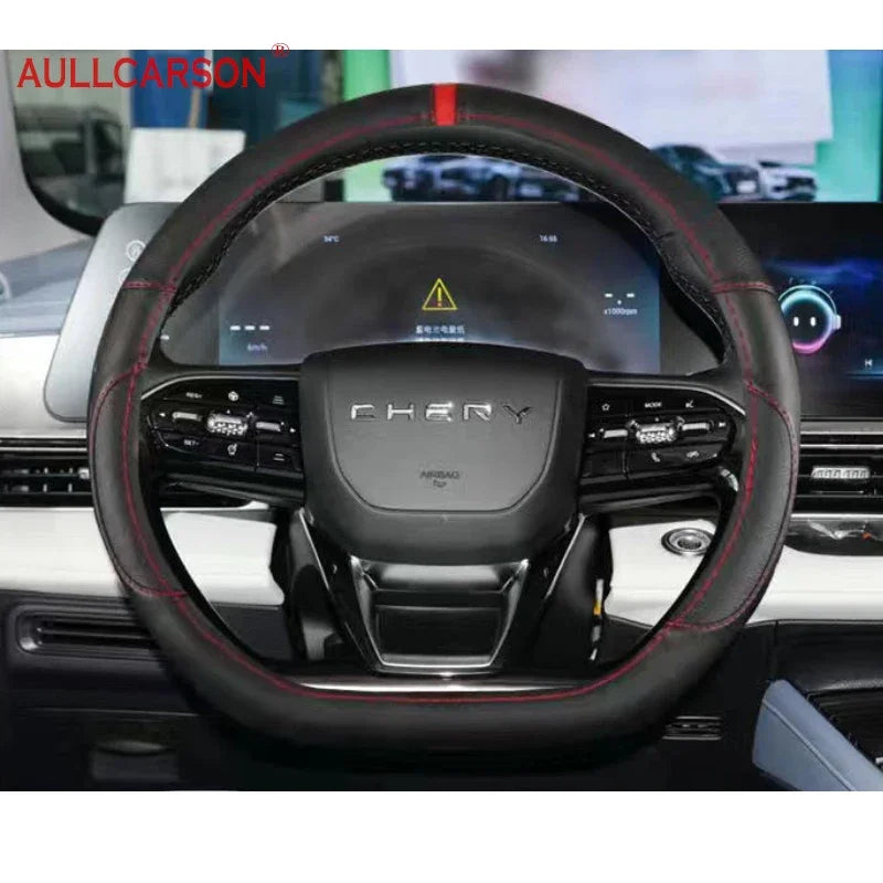For JAECOO J7 2023 2024 Steering Wheel Cover Breathable Anti Slip PU Leather Car Accessories