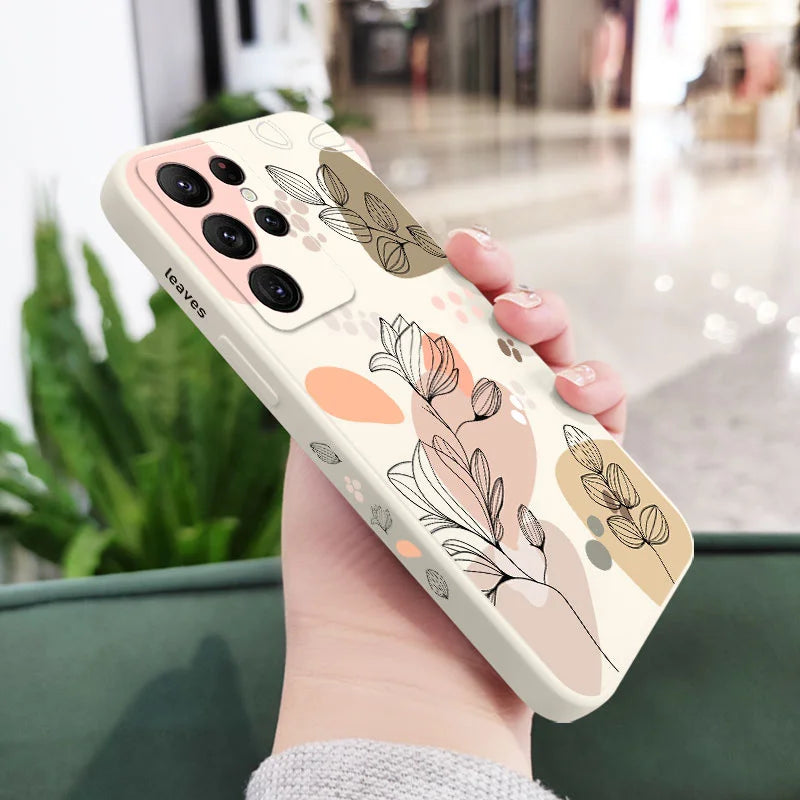 Abstract Plants Phone Case For Samsung Galaxy S25 S24 S23 S22 S21 S20 Ultra Plus FE S10 S9 S10E Note 20 Ultra 10 9 Plus Cover