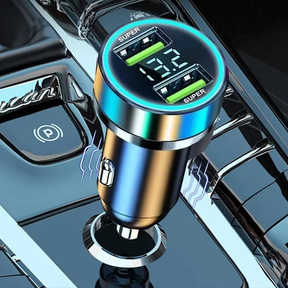 240W Car Charger Fast Charging 2 USB Ports Adapter For IPhone Samsung Xiaomi Quick Charging Chargers With Digital Display