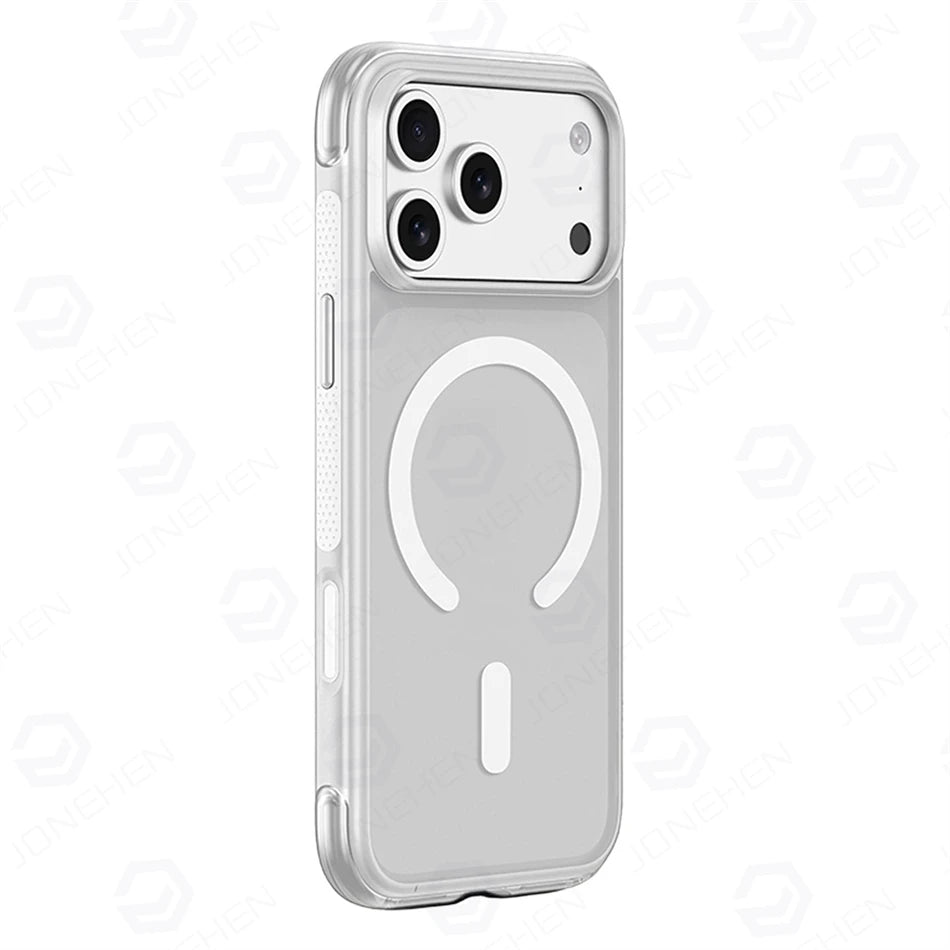 For Magsafe Anti-knock Airbag Matte Translucent Case For iPhone 16 17 18 Pro Max Rotate Magnetic Bracket Shockproof Armor Cover