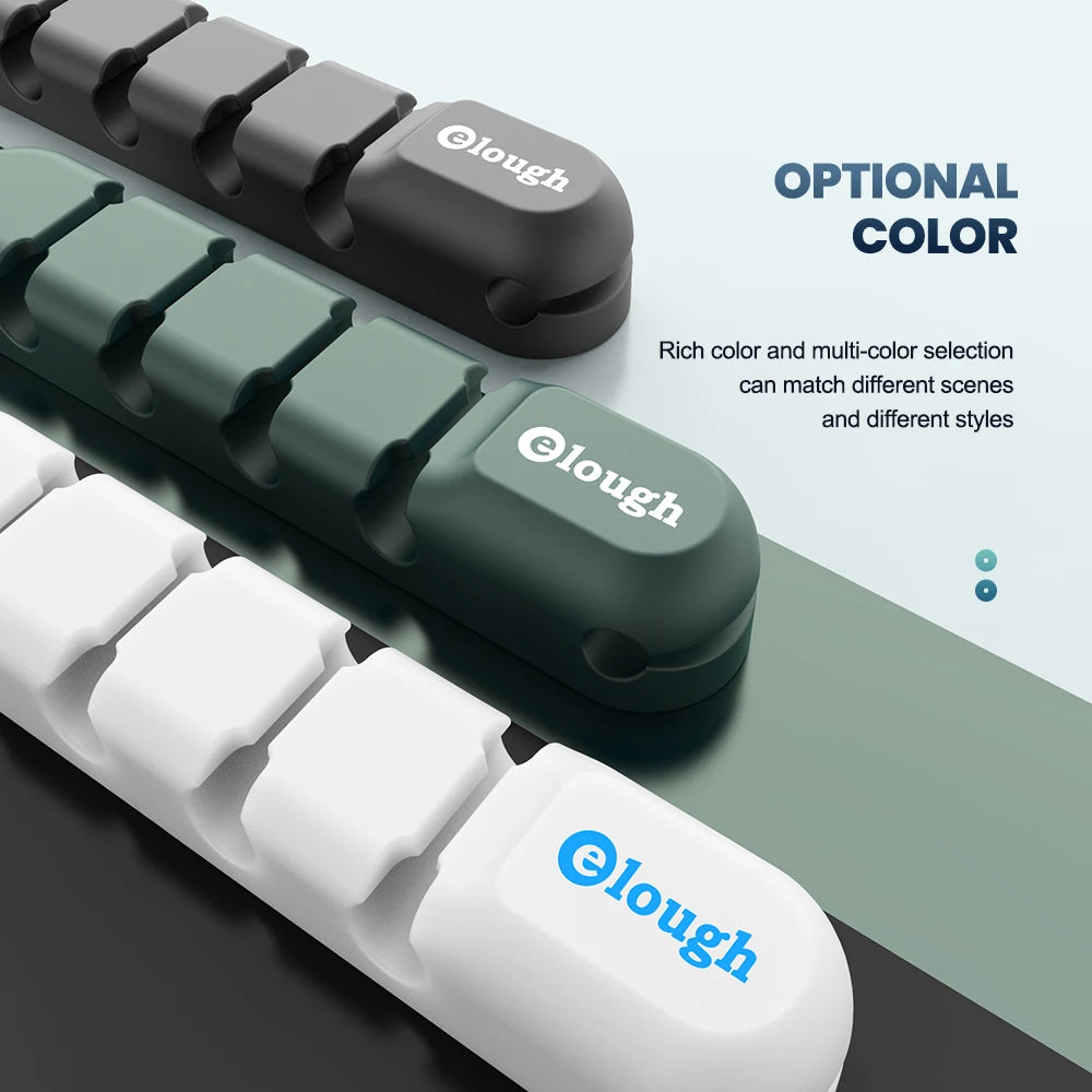 Elough Cable Organizer 7 Clip Cable Management Tidy Silicone Winder Wire Holder Arrangement For Mouse Earphone Protector