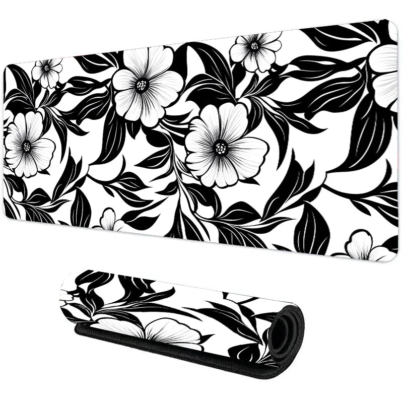 Botanical Green Floral Plant Mouse Pad Large Desk Pad Non-Slip Gaming accessories Mouse Mat Stitched Edges for Office and Home