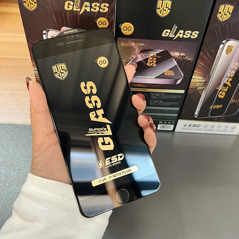 10pcs OG ESD Tempered Glass Anti Static Super Screen Protector Film For iPhone Duo 18 Pro Max 17 Air 17E 16 Plus 15 14 13