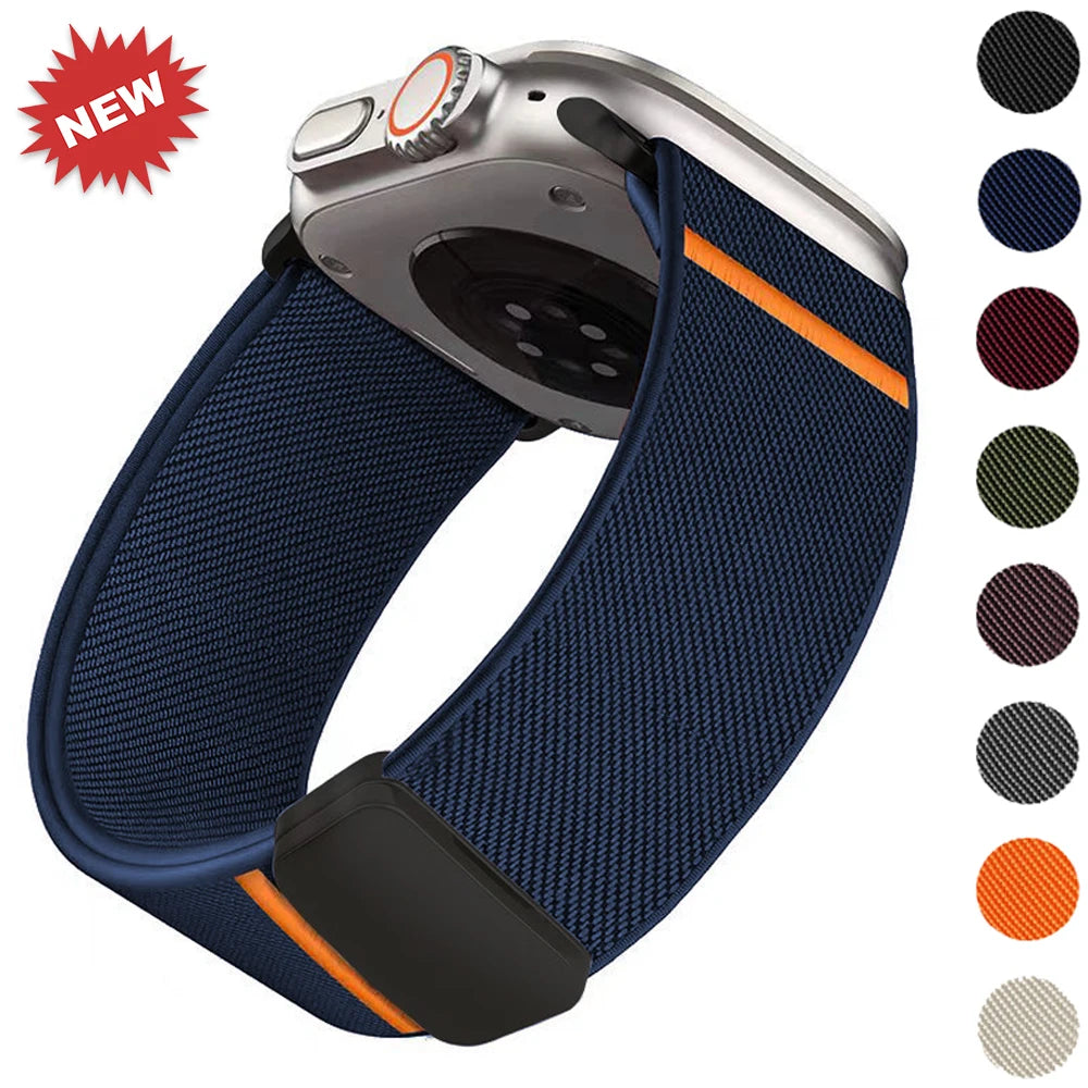 Nylon Strap for Apple Watch Band 49mm 46mm 42mm 45mmm 41mm 44mm 40mm Magnetic Bracelet Correa iWatch Ultra 11 10 9 8 7 6 5 SE 3