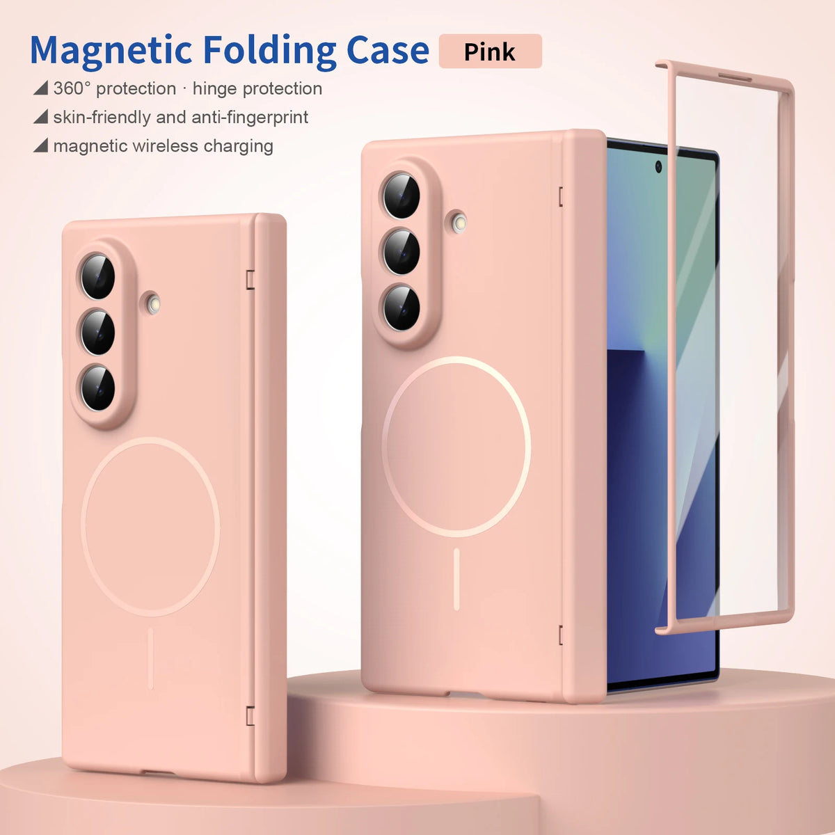 Magnetic Full Cover Hard PC Back Phone Case With Hinge Protection For Samsung Z Fold 8 Ultra 7 6 5 4 With Glass Film Protector