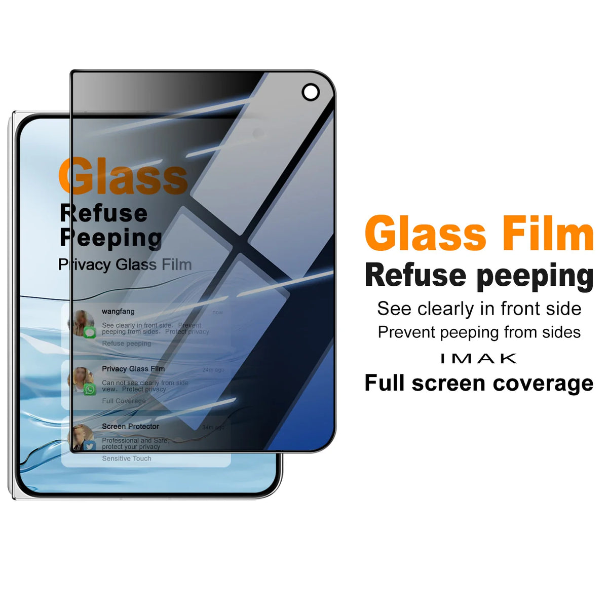 Privacy Tempered Glass For iPhone Duo Fold Protector Film Anti Spy Full Screen Coverage FM0010