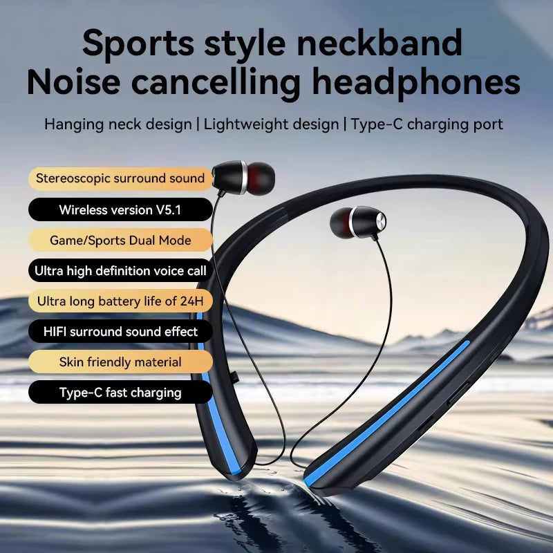 SEOBIOG Neckband Wireless Earphone HX801 Bluetooth Earbuds Noise Cancelling Waterproof Headset In Ear Headphones for Xiaomi