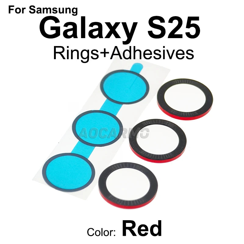 Aocarmo For Samsung Galaxy S25 SM-S9310/S931U/S931B Rear Back Camera Lens Glass Metal Ring Frame With Adhesive Repair Part