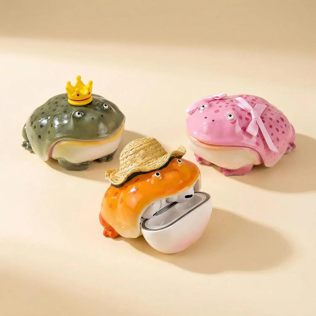 Funny Frog Shaped Case for AirPods 4, Hard Resin 3D Toad Earbuds Cover, Scratchproof Protective Shell with Novel Design