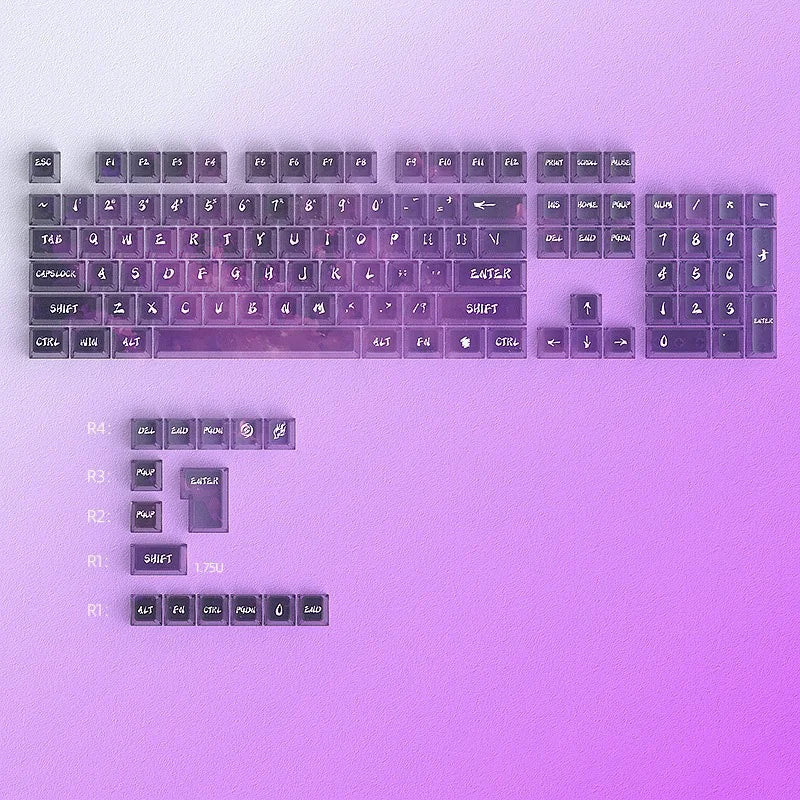 Rainbow Shine Through PC Keycap Set 119 Keys Cherry Profile for RGB MX Switch Mechanical Keyboard