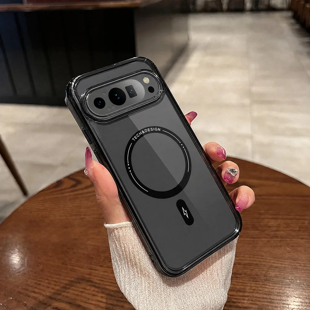 Color Frame Clear Magnetic Phone Case For Google Pixel 9 10 Pro XL 10A 9A 8A 1 0 9 8 Cases Wireless Charging Cover Capinha Funda