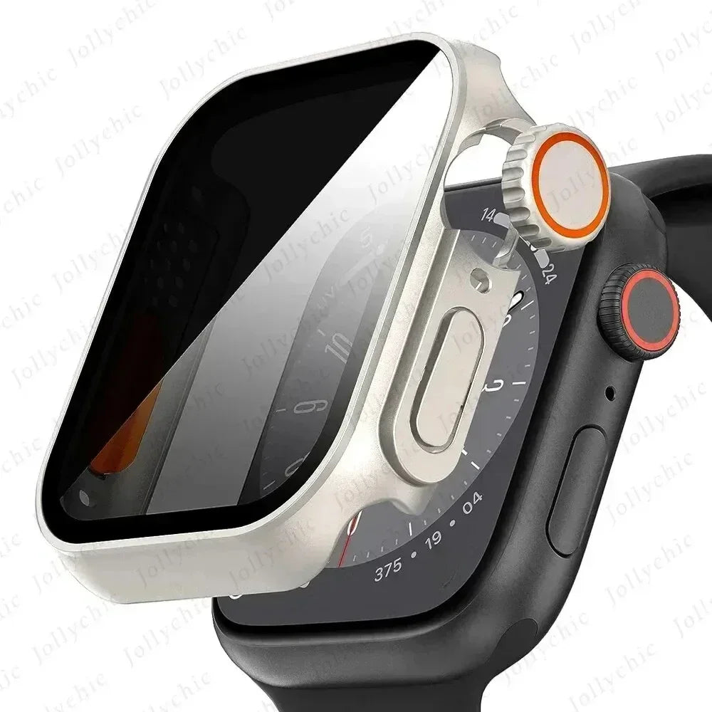 Case For apple watch Apple Watch Series9/8/7/6/5/4 SE 44 45 41 40mm change to Ultra Privacy Tempered Glass Screen Protector case