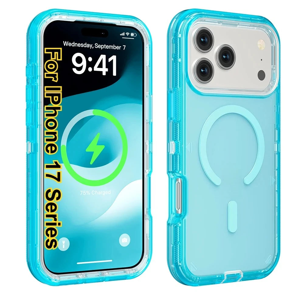 Rugged Ott Armor Magnetic Wireless Charging Clear Case For IPhone 18 17Air 16 15 14 Plus 13 12 Pro Max Enhanced Shockproof Cover
