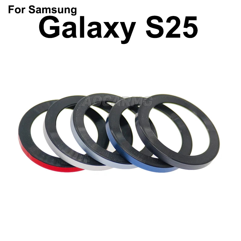 Aocarmo For Samsung Galaxy S25 SM-S9310/S931U/S931B Rear Back Camera Lens Glass Metal Ring Frame With Adhesive Repair Part