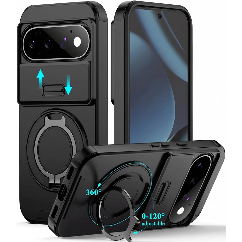 Case for Google Pixel 11 10 9 Pro XL PC Hrad Matte Black Case with Slide Camera Protection Protective Case Anti-Shock Cover