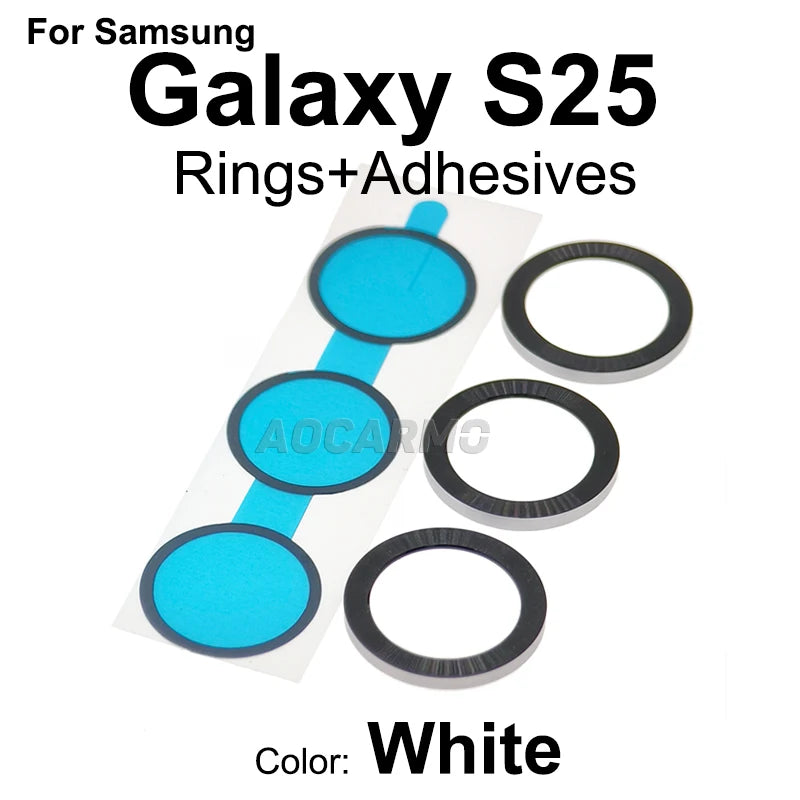 Aocarmo For Samsung Galaxy S25 SM-S9310/S931U/S931B Rear Back Camera Lens Glass Metal Ring Frame With Adhesive Repair Part