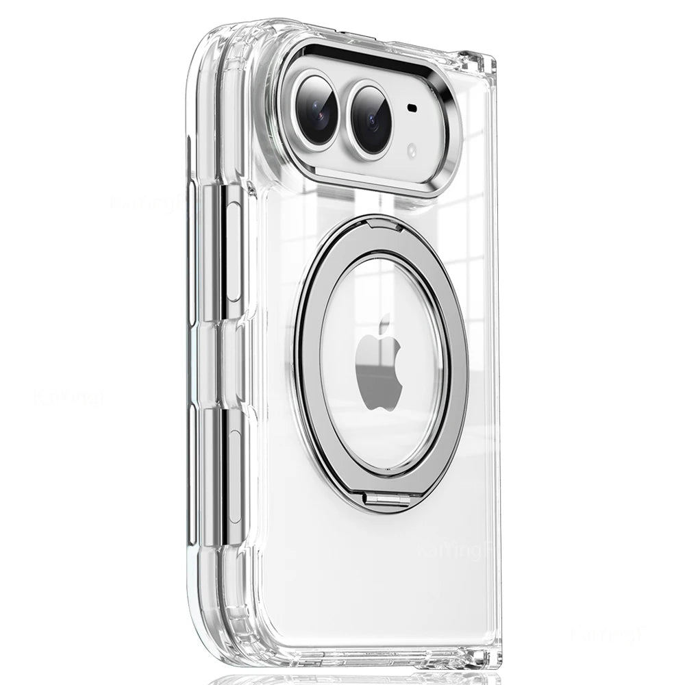 Luxury For Magsafe Phone Case For iPhone Duo 18 Fold With Rotating Magnetic Holder Transparent Case Acrylic Cover
