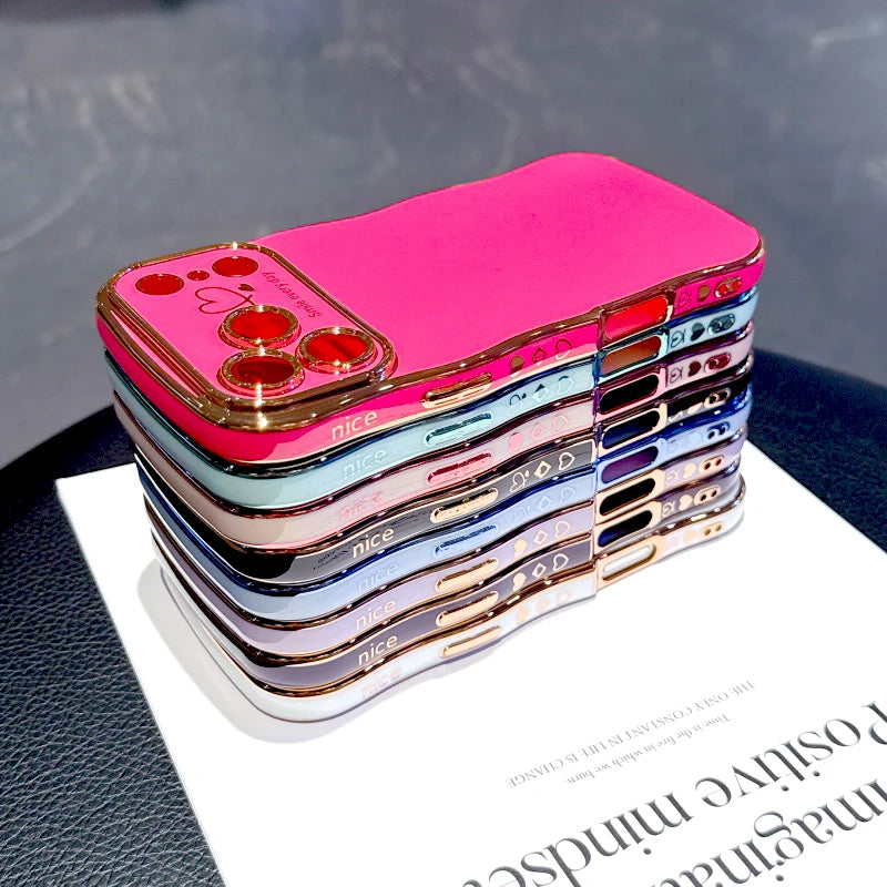 Plating Soft Wave Case For iPhone 17 Air 16E 16 15 14 13 12 11 Pro Max 17Pro 16Pro 15Pro 14Pro IPhone16 IPhone15 IPhone14 Cover