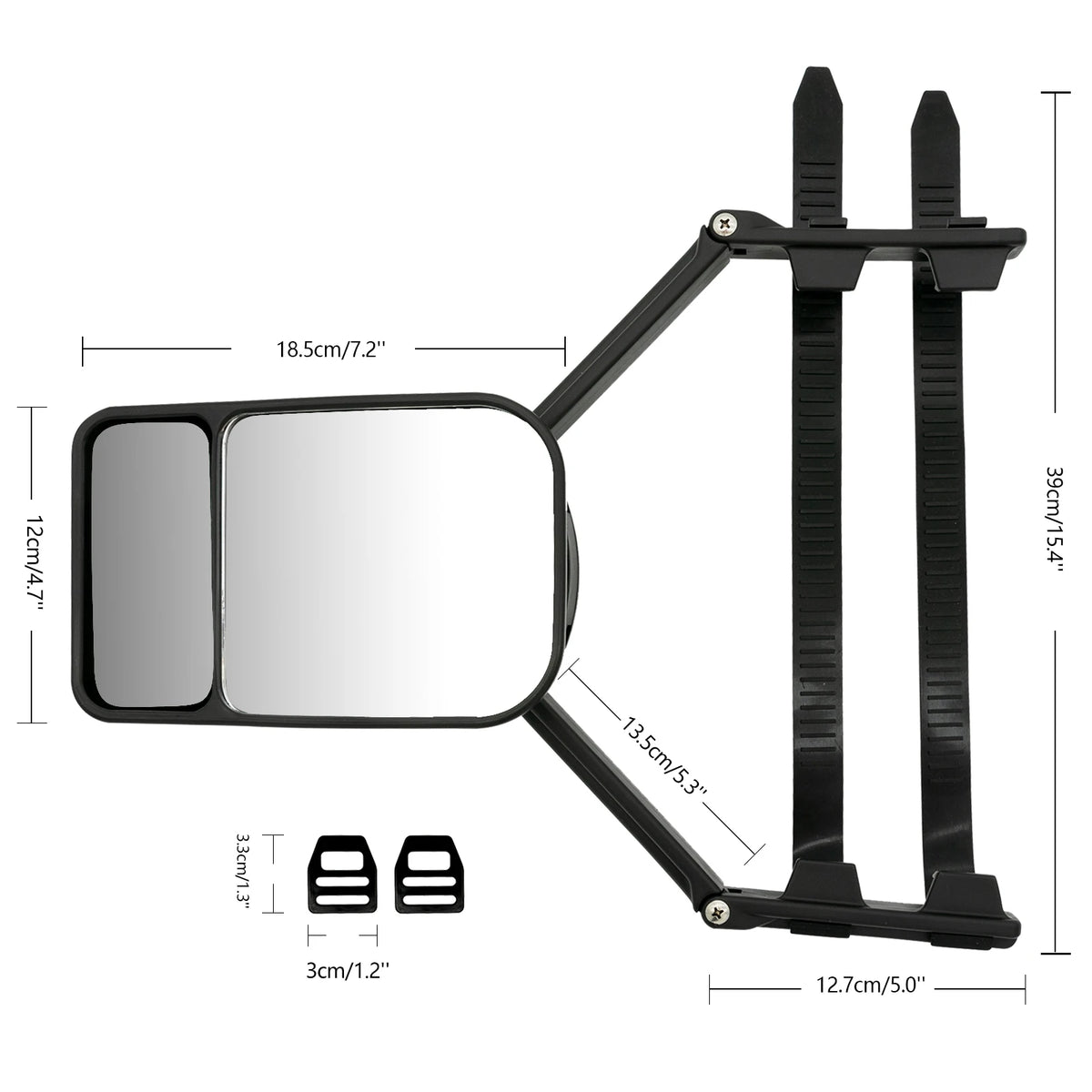 Car Extension Rear View Mirror Trailer Towing Mirror Clip-on Adjustable Towing Truck SUV Extension Dual Side View Wing Mirror