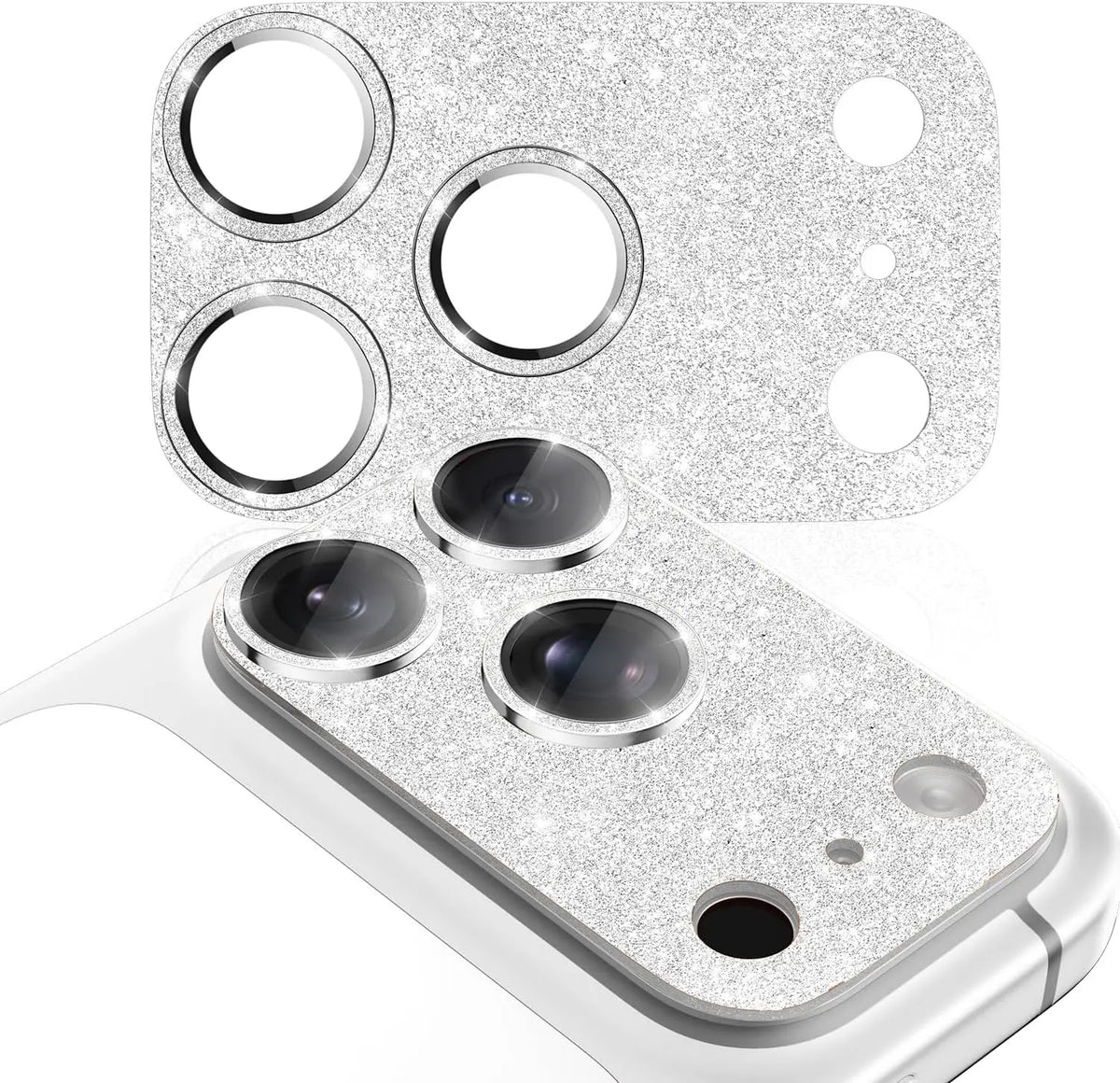 1PC Silver Glitter Integrated Camera Lens Protector for iPhone 17-13 Pro Max 9H HD Tempered Glass Anti-Scratch Case Friendly