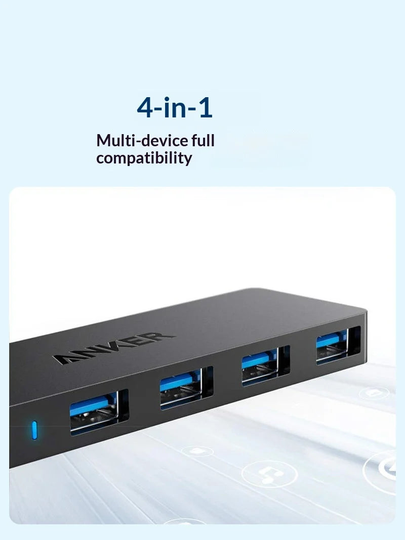 New Anker Usb C Hub 4 Port Usb 3 1 Gen 1 5gbps High Speed Data Transfer Slim Portable Expansion Dock For Laptop Pc Computer