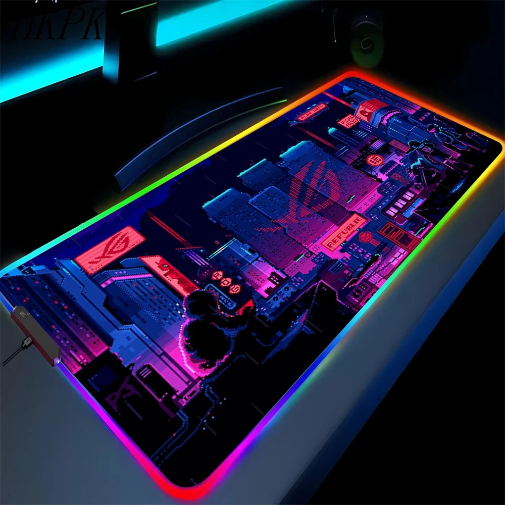 Black Mouse Pad Asus Rgb Gaming Mause Mat Anime Mats Gamer Rug Pc Xxl Cute Pads Large Game Keyboard Carpet Backlight Mousepad