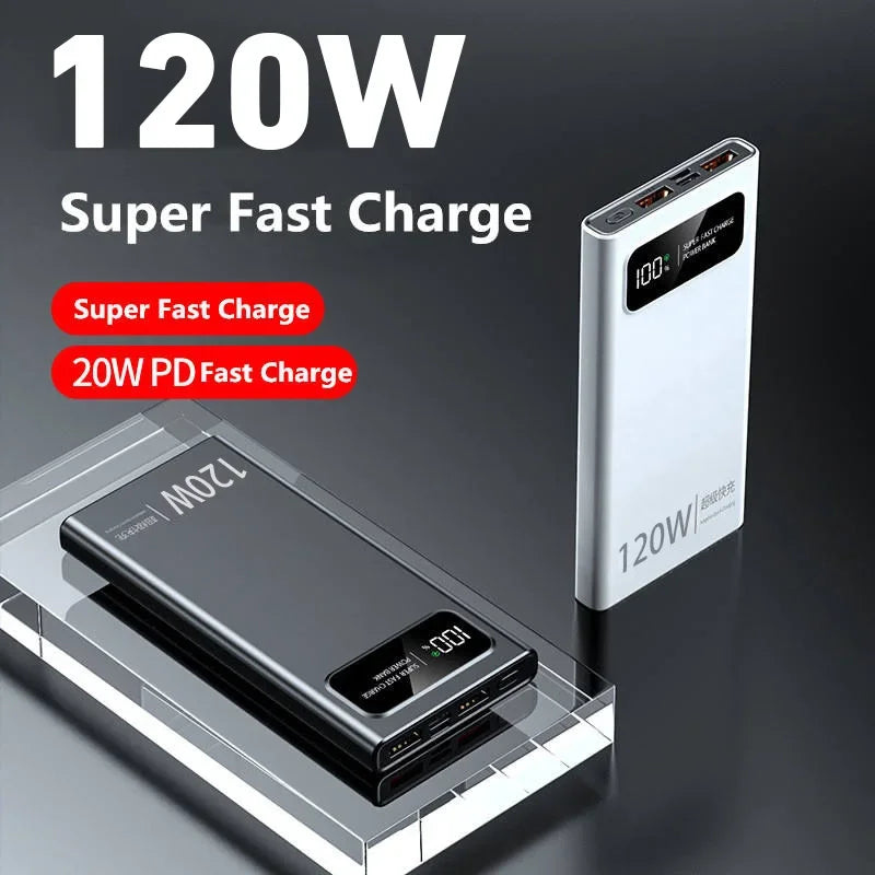 VIVO 500000mAh Power Bank 120W Fast Charging PowerBank LED Digital Display Portable External Battery for iPhone Samsung 2026 New