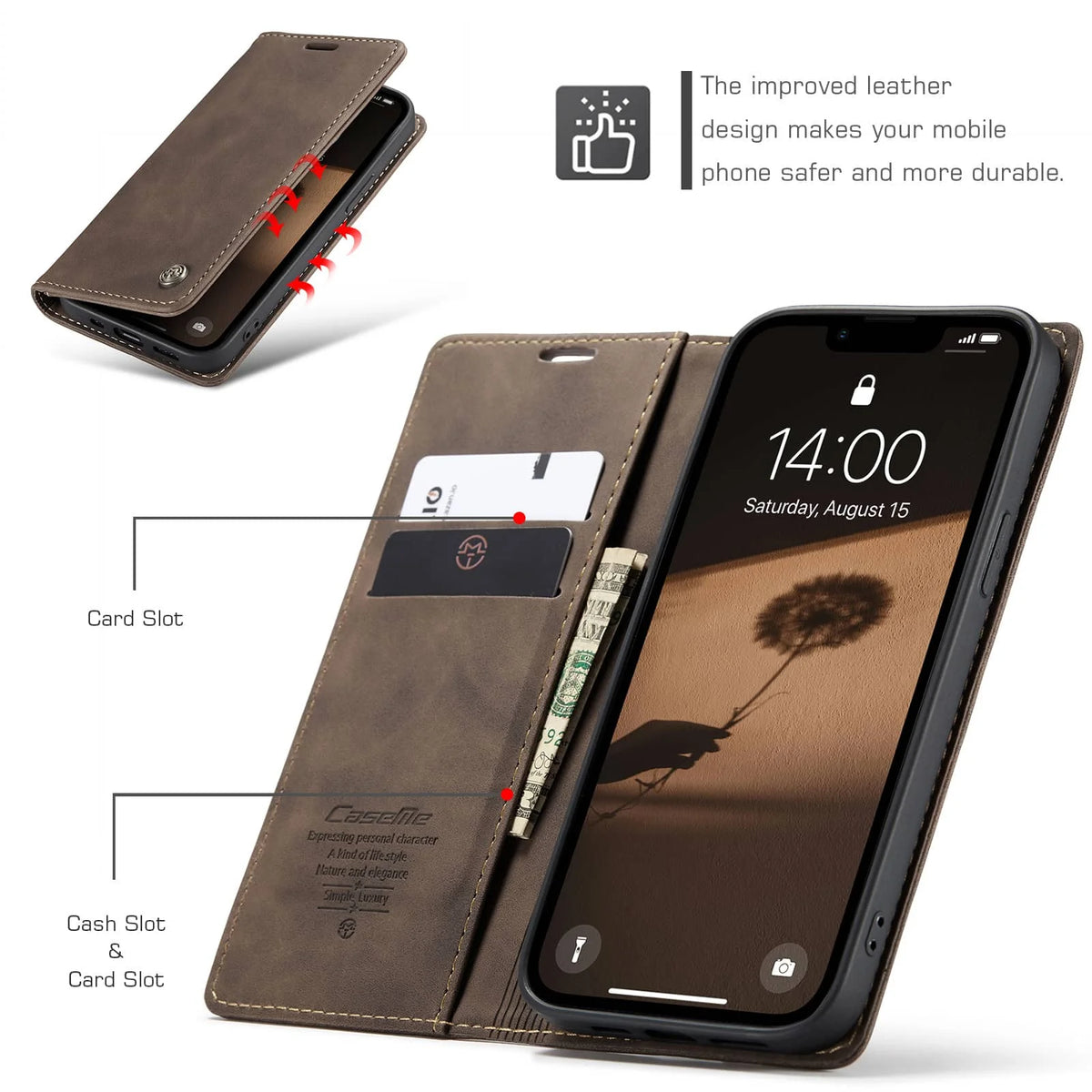 For iPhone 17e PU Leather Flip Wallet Case Magnetic Folio Cover Card Holder Credit Slots Kickstand TPU Shockproof Protective