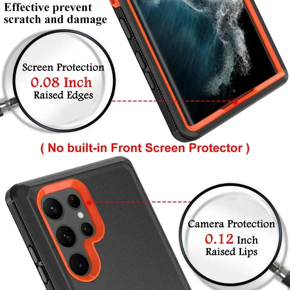 Armor Otter Case for Samsung Galaxy S26 S23 S22 S21 S20 S24 Ultra A17 A07 S25 edge Heavy Duty Shockproof +Belt Clip Box Case