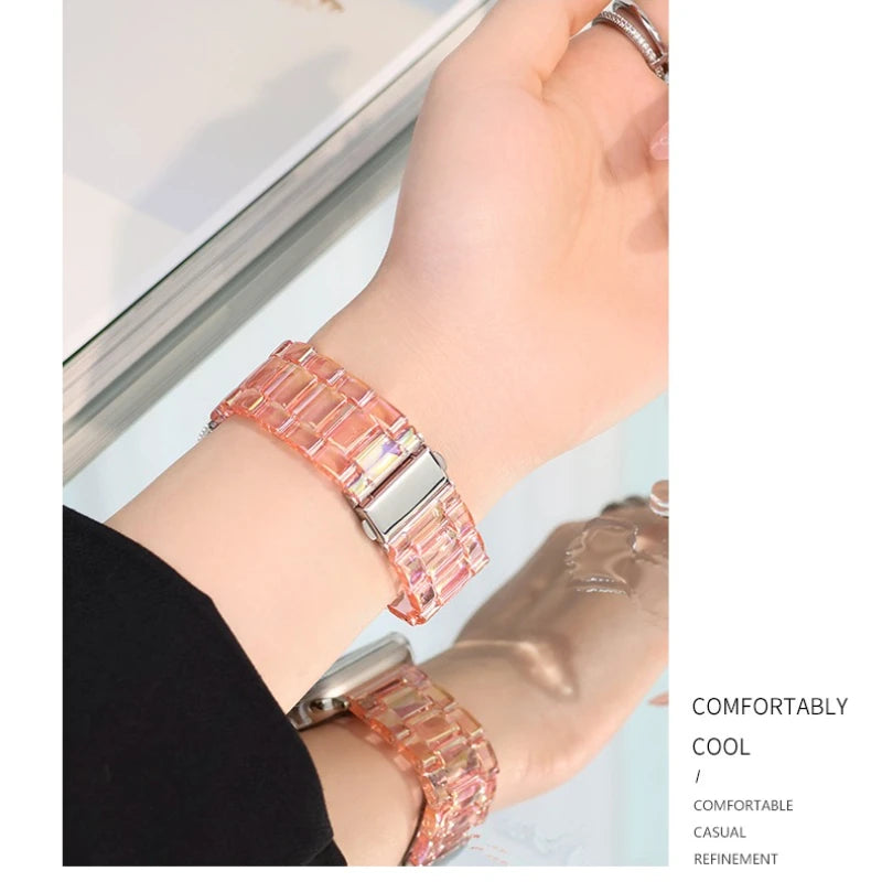 New Laser Transparent Strap for Apple Watch Band 44mm 40 41 45 38 49 46 42mm Correa Bracelet iWatch Series 12 11 10 9 8 7 6 5 4