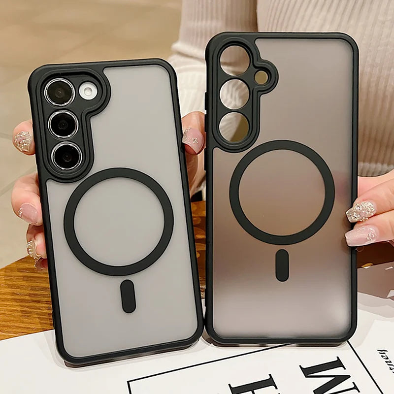 Matte Clear Case For Samsung Galaxy S25 Edge S26 S24 Plus S23 S22 Ultra S25 FE Magnetic For Magsafe Wireless Charge Phone Cover