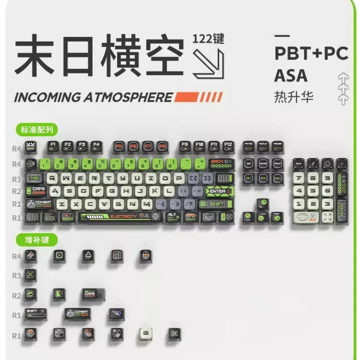 RGB Transparent, Ghost Walker SA Keycap PBT+PC 125 Key Bottom Transparent, Customized for 60/84/98/108 Mechanical Keyboard