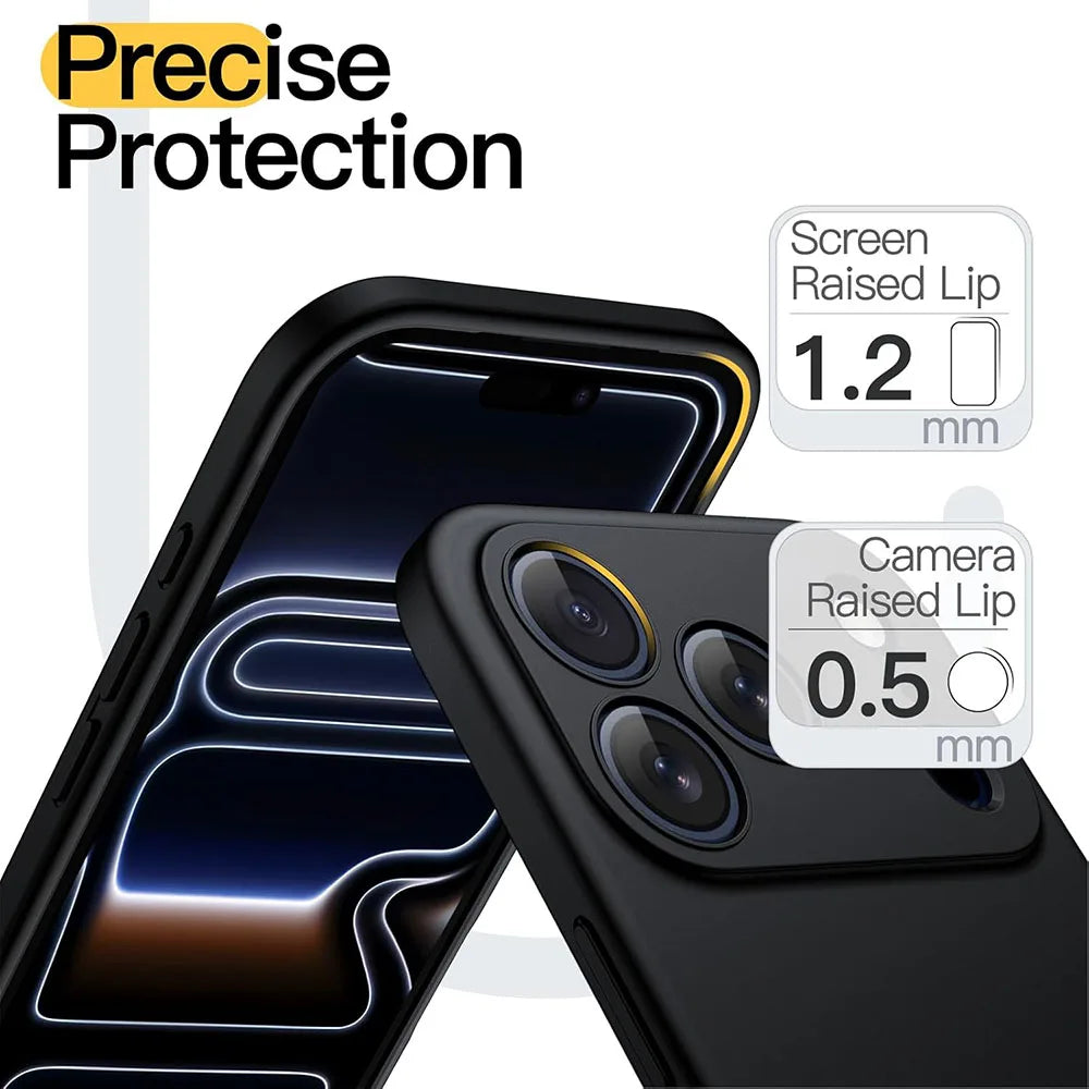 Square Black Matte Soft Case For iPhone 17 Air 17e 16 16e 15 14 Plus 13 12 Mini 11 Pro Max Silicone Frosted Cover Shell 17ProMax