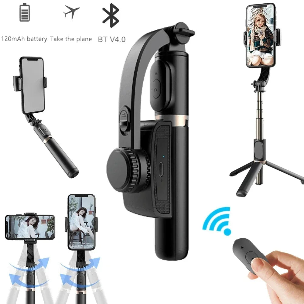 LISCN Gimbal Stabilizer Cellphone Tripod Stand Selfie Stick Adjustable Selfie Stick for Smartphone Gopro Vlog Record