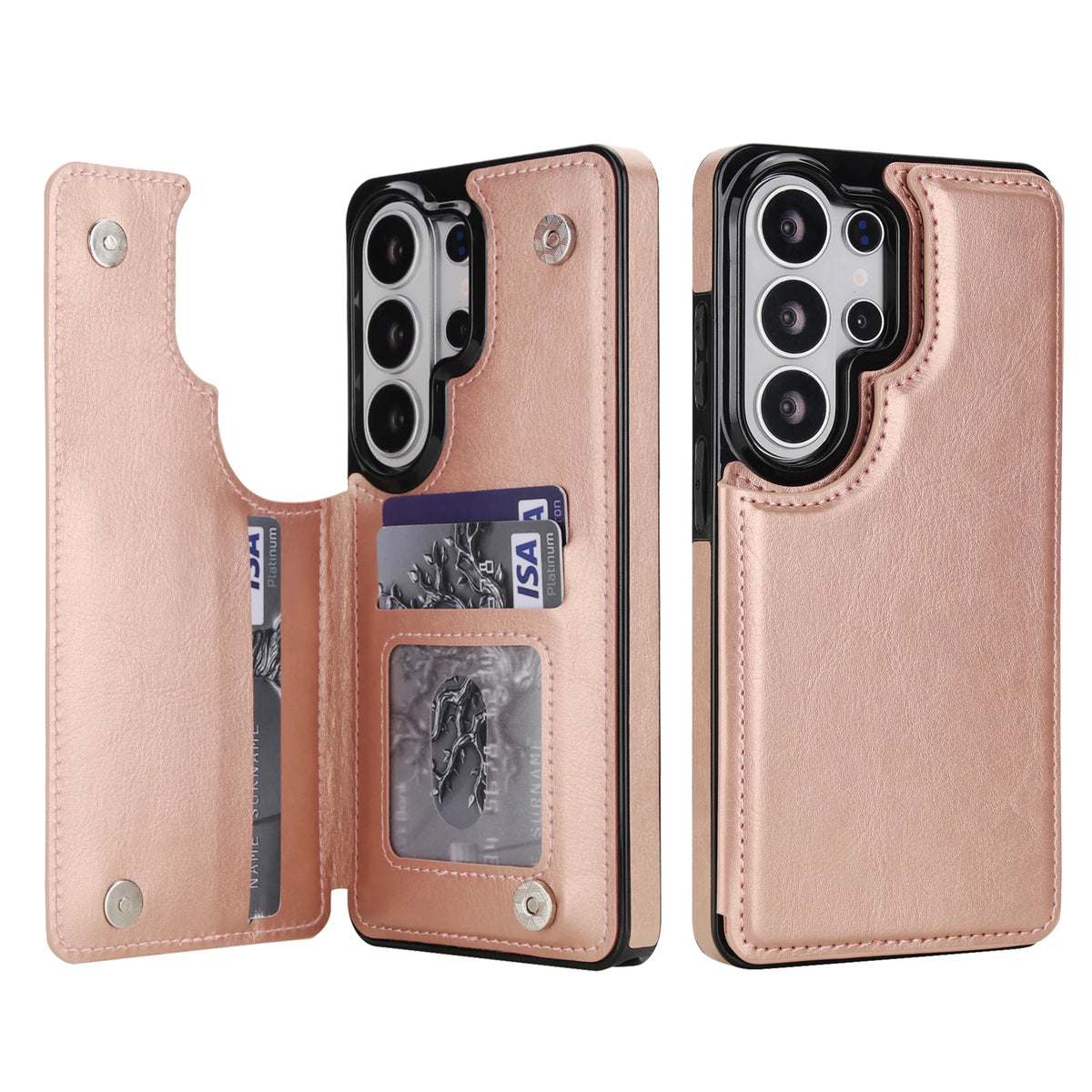 Wallet Double Button Flip Leather Case For Samsung Galaxy S26 Ultra S25 Edge S24 FE S23 A15 A16 A17 A26 A35 A36 A53 A54 A55 A56