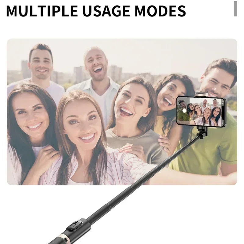 Foldable Bluetooth Selfie Stick Wireless Tripod with Shutter Monopod for iPhone 15 14 Samsung S24 S23 Live Photography Video