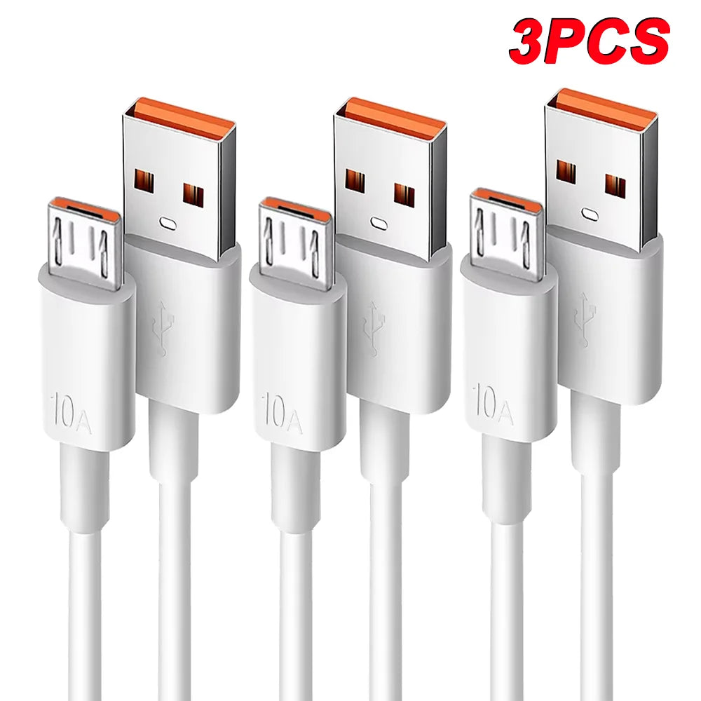 NNBILI 3PCS 10A Micro USB Cable Speed Fast Charging USB Cord For Samsung Galaxy S7 S6 PS4 MP3 TV Andriod Phones Data Cables 1M
