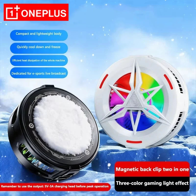 Oneplus Semiconductor Phone Cooler 5V3A Powerful Cooling Magnetic & Clip 2-in-1 Digital Display for Gaming Live Broadcast
