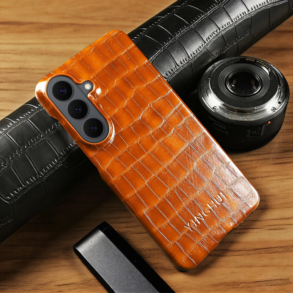 Luxury Crocodile Leather Case For Samsung Galaxy S26 Plus S24 FE S25 Edge S23 S22 S21 S20 Note 20 Ultra Phone Cases Back Cover